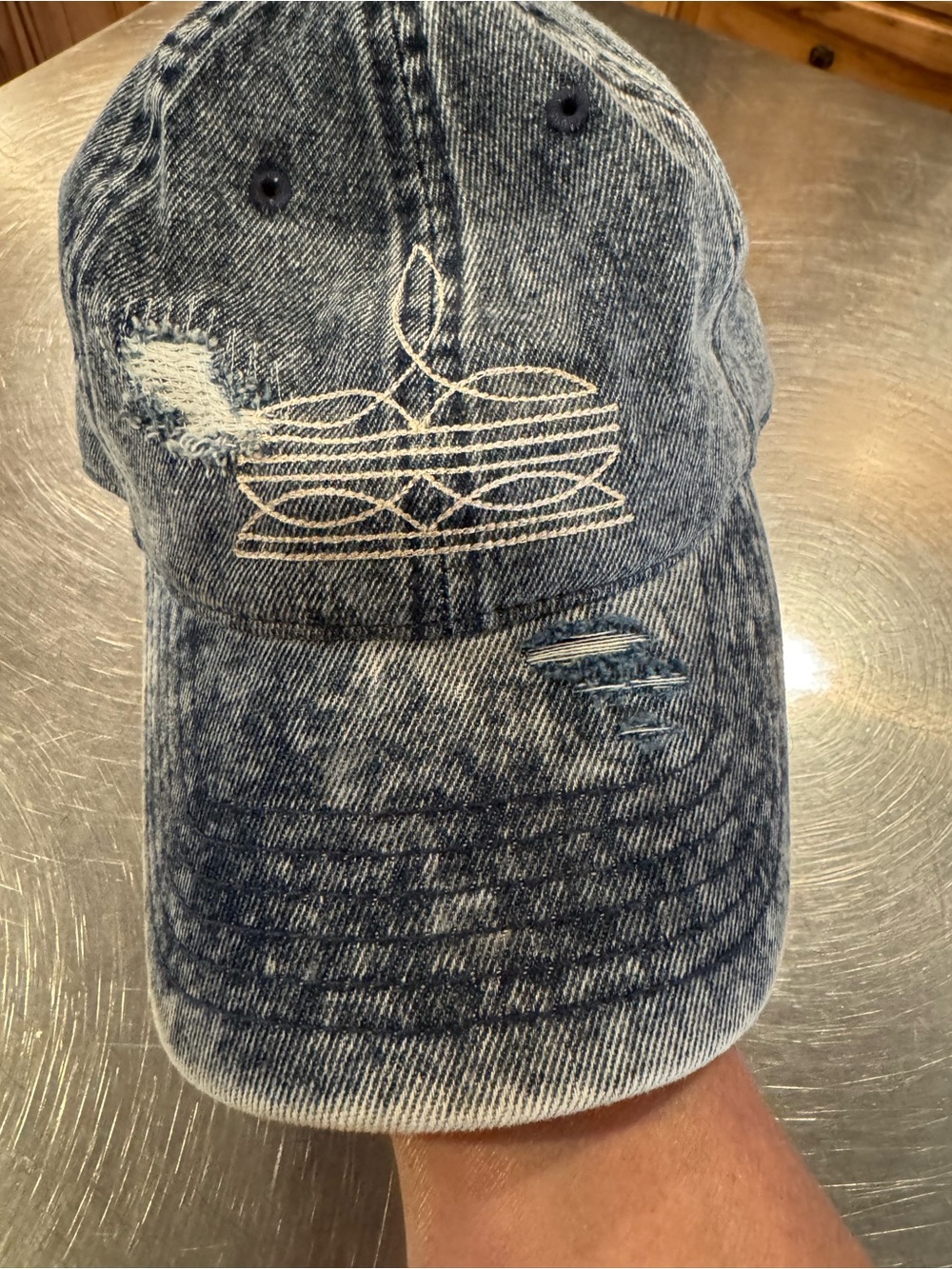 OTTO Distressed Denim Blue Washed Baseball Cap